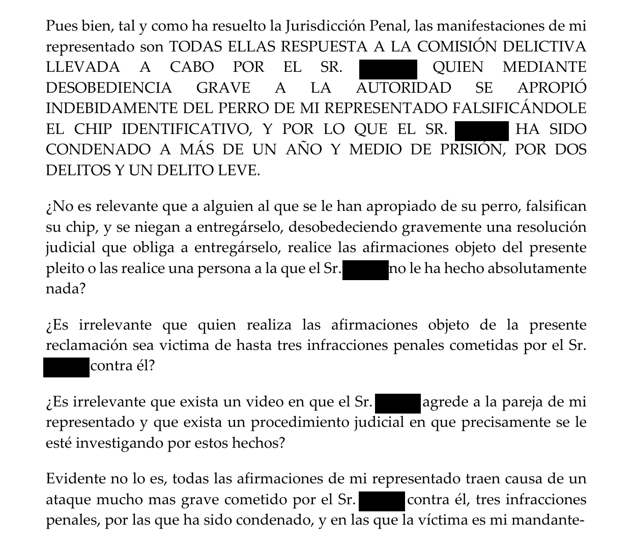Extracto anonimizado del recurso de apelación que señala una condena de más de un año y medio de prisión por dos delitos y un delito leve